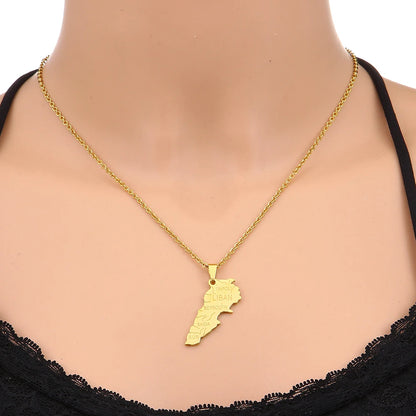 Lebanon Map City Pendant Necklace