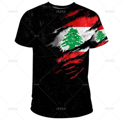 The Republic-of Lebanon Map Flag 3D Print T Shirt