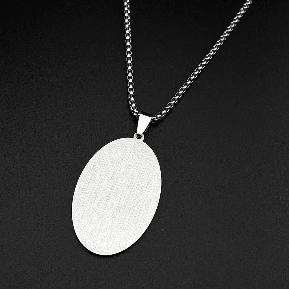 Ayatul Kursi Quran Verse Oval Medal Pendant Necklace