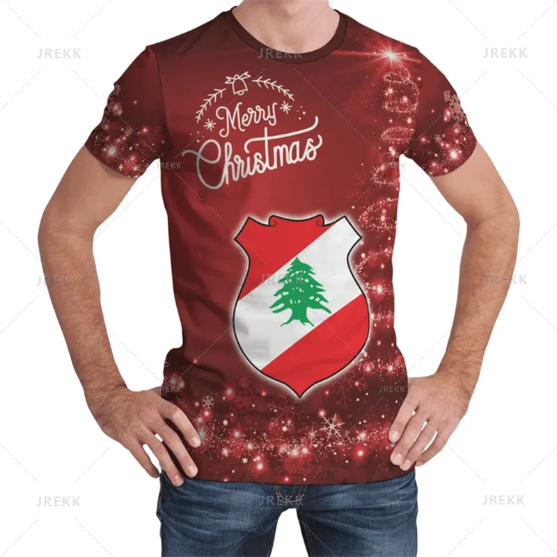 The Republic-of Lebanon Map Flag 3D Print T Shirt