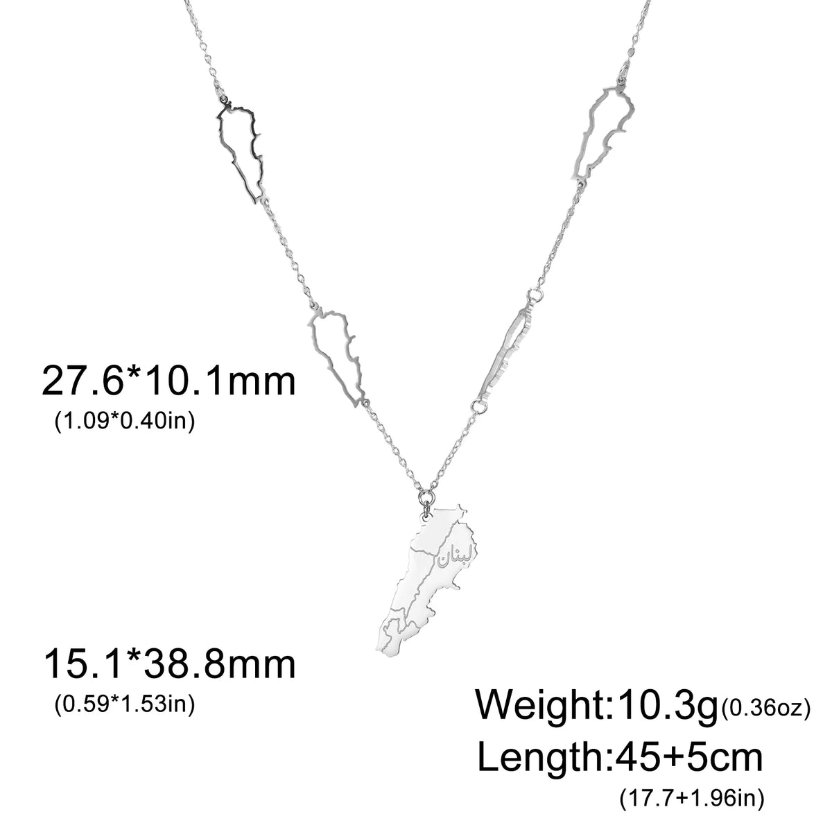 Lebanon Map Necklace Hollow