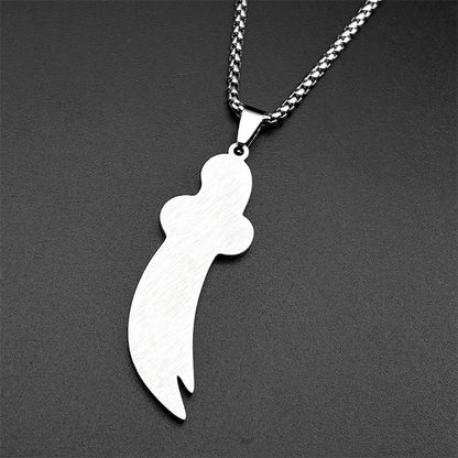 Islamic Imam Ali Zulfiqar Sword Pendant Necklace Stainless Steel Gold Color Rhinestones Arabic Chain Jewelry Gift