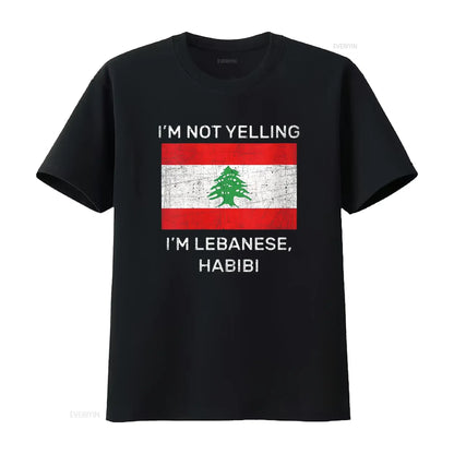Not Yelling Lebanese Habibi Lebanon Flag T Shirt