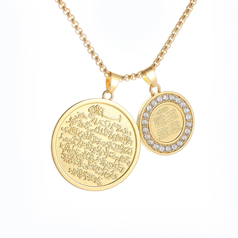 Zircon Islamic Quran Medal Pendant Necklace
