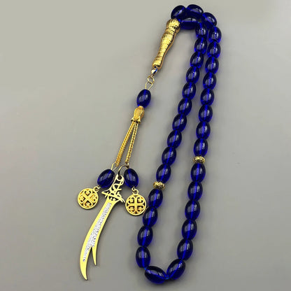 Imam Ali Zulfiqar Sword Prayer Beads Blue