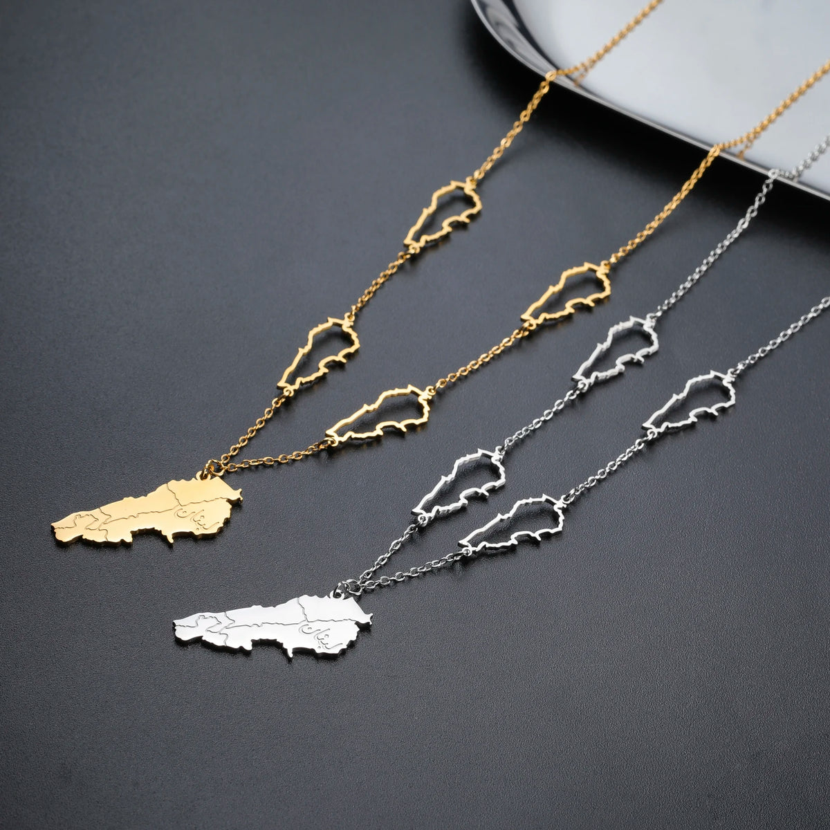 Lebanon Map Necklace Hollow