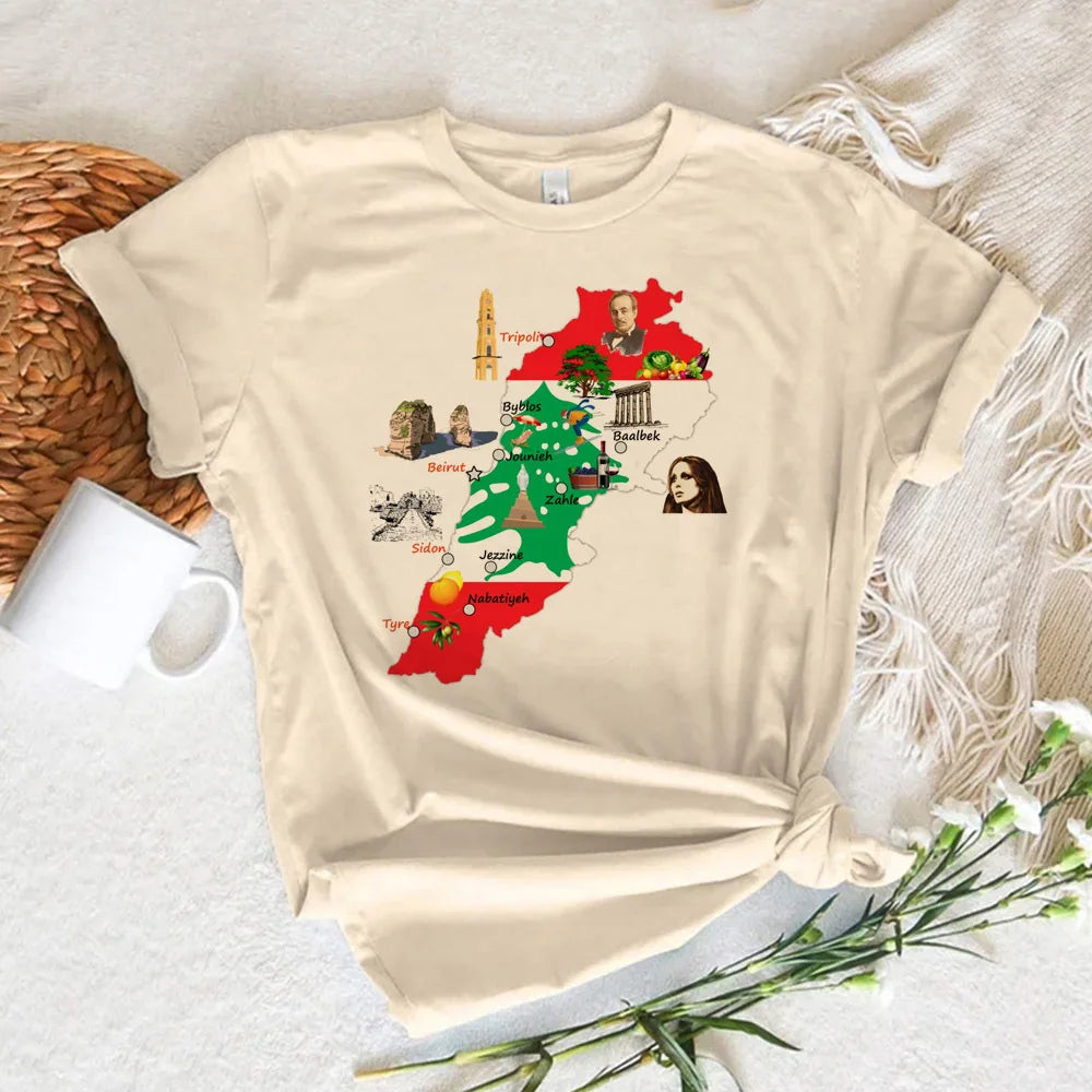 Lebanon top women crew neck top female anime clothes