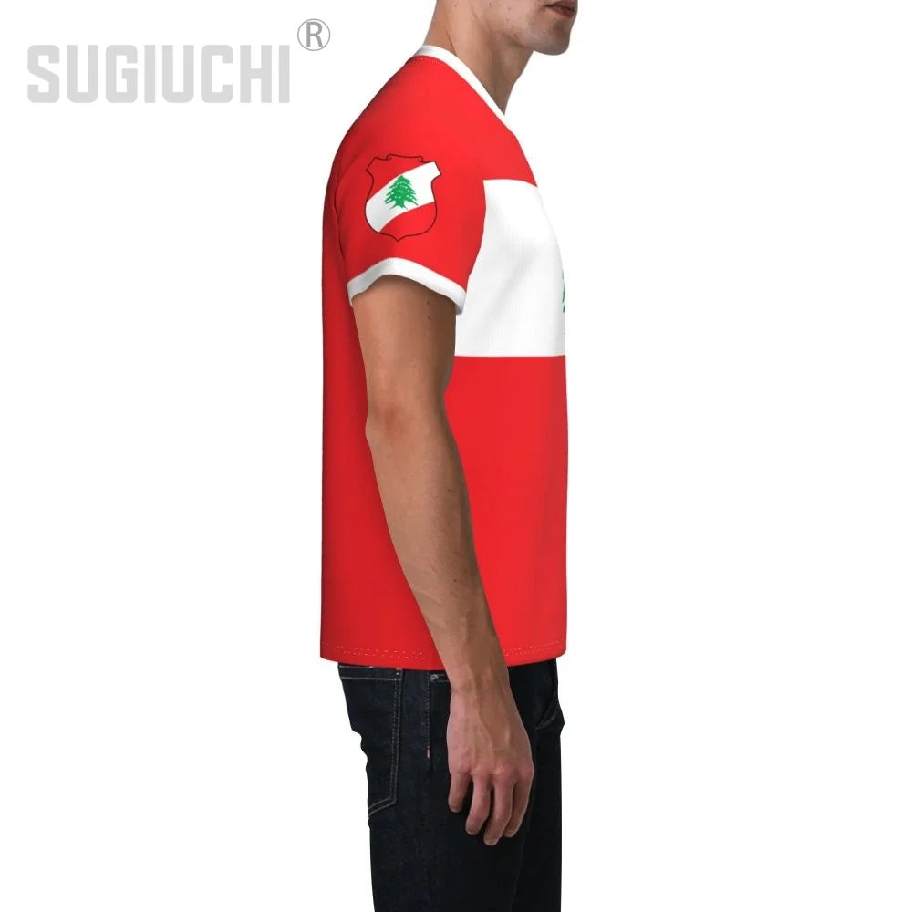 Custom Name Number Lebanon Flag Emblem 3D T-shirts