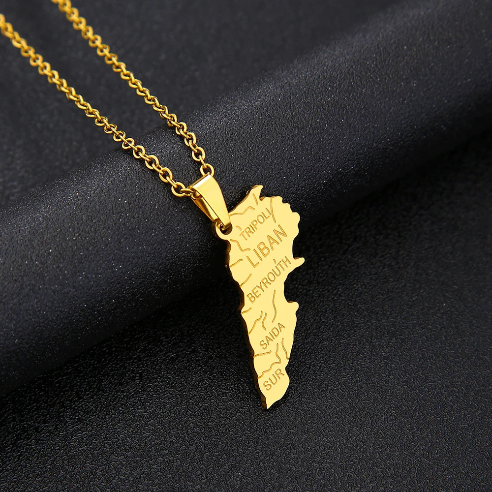 Lebanon Map City Pendant Necklace