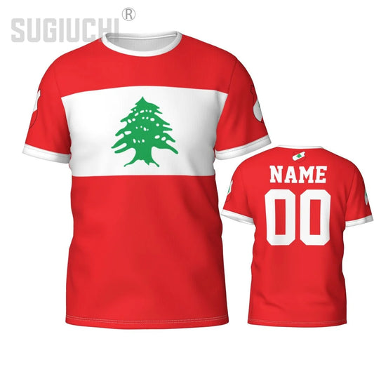 Custom Name Number Lebanon Flag Emblem 3D T-shirts