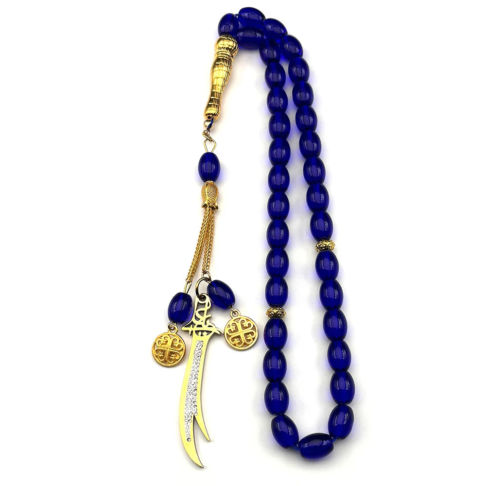 Imam Ali Zulfiqar Sword Prayer Beads Blue