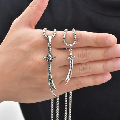 Retro Zulfiqar Sword and Lion Necklace