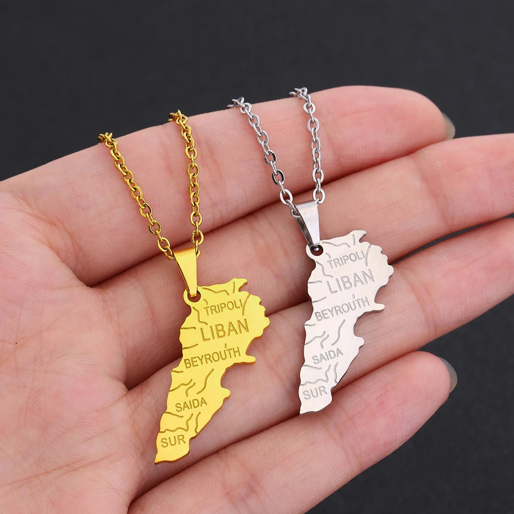Lebanon Map City Pendant Necklace
