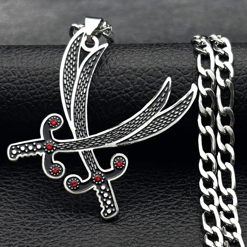 Imam Ali Sword Red Rhinestones Black Enamel