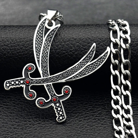 Imam Ali Sword Red Rhinestones Black Enamel