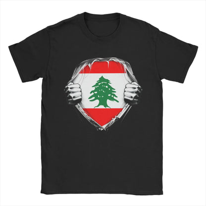 Lebanon Heart Flag Arabic Text T Shirts