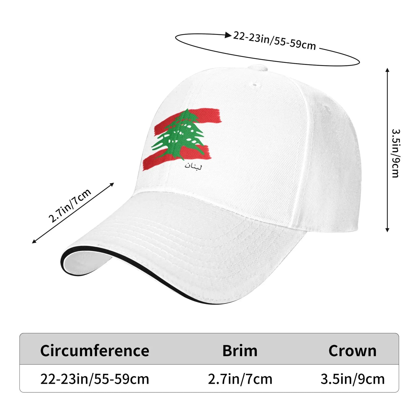 Lebanon Flag Map Casual Baseball Cap