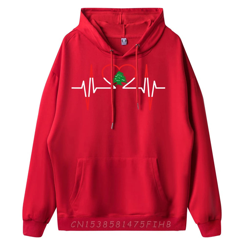 Heartbeat ECG Lebanon Country Flag