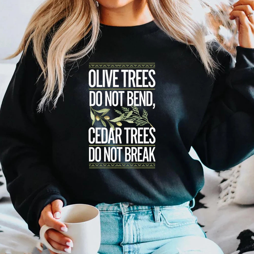 Retro Lebanon Sweatshirt Olive Cedar Trees