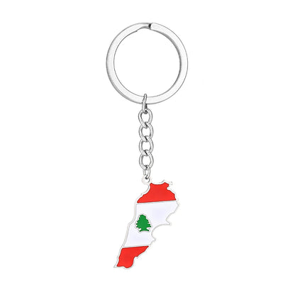 Fashion Lebanon Map Flag Key Chain Stainless Steel Men Women الجمهورية اللبنانية Maps Jewelry Gift