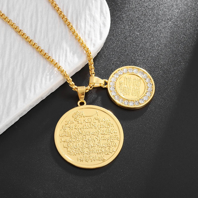 Zircon Islamic Quran Medal Pendant Necklace
