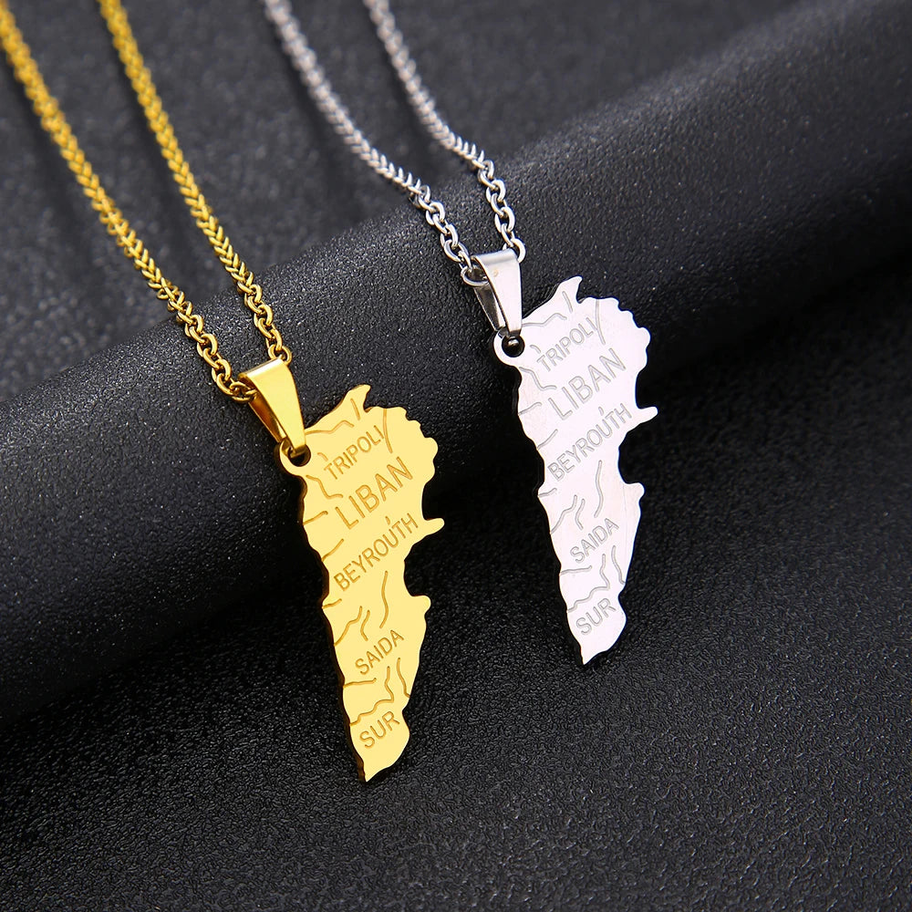 Lebanon Map City Pendant Necklace