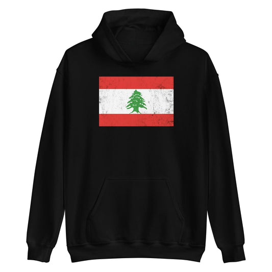 Black Classic Lebanon Country Flag Hoodie