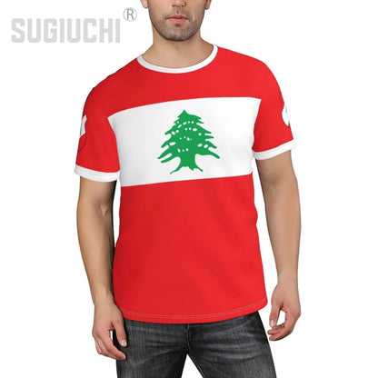 Custom Name Number Lebanon Flag Emblem 3D T-shirts