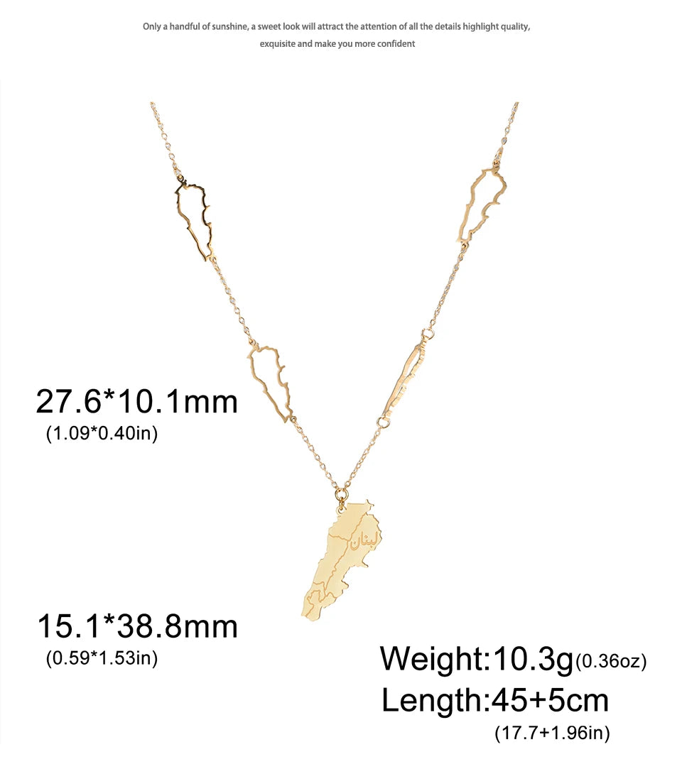 Lebanon Map Necklace Hollow
