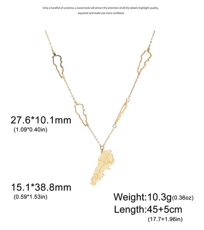 Lebanon Map Necklace Hollow
