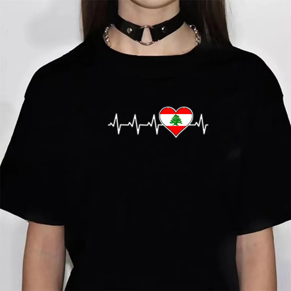 Lebanon top women crew neck top female anime clothes