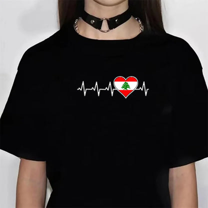 Lebanon top women crew neck top female anime clothes