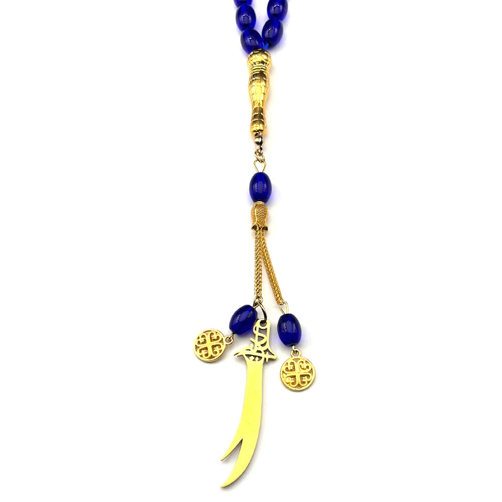 Imam Ali Zulfiqar Sword Prayer Beads Blue