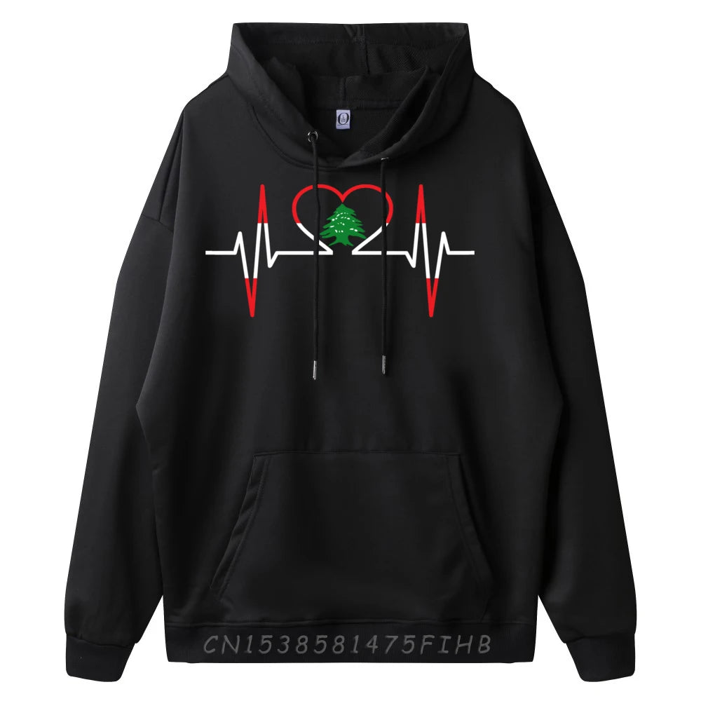 Heartbeat ECG Lebanon Country Flag