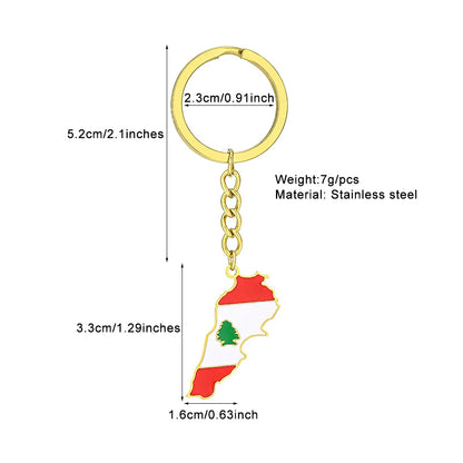 Fashion Lebanon Map Flag Key Chain Stainless Steel Men Women الجمهورية اللبنانية Maps Jewelry Gift