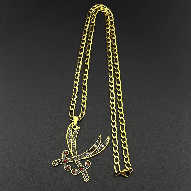 Imam Ali Sword Red Rhinestones Black Enamel