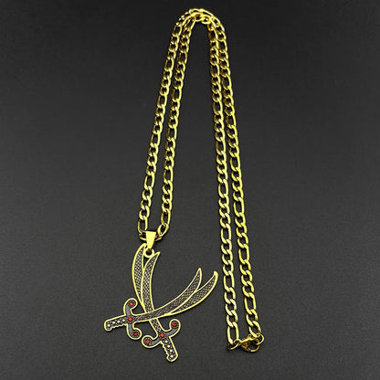 Imam Ali Sword Red Rhinestones Black Enamel