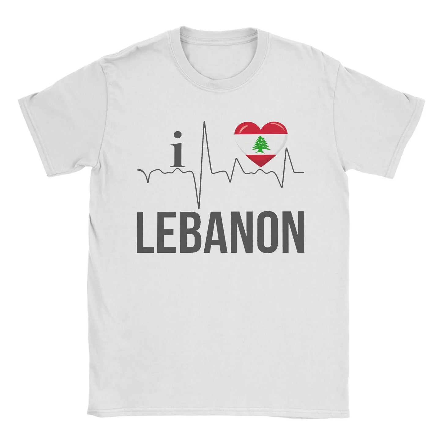 Lebanon Heart Flag Arabic Text T Shirts
