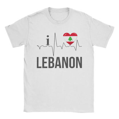 Lebanon Heart Flag Arabic Text T Shirts