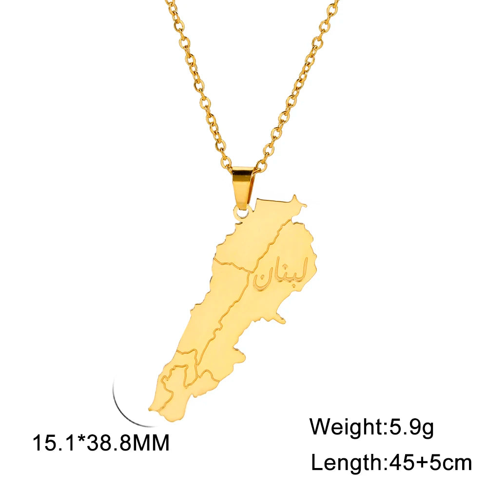 Lebanon Map Pendant Necklaces for Men Women Stainless Steel Lebanese State Necklace Jewelry 2026 Gifts Wholesale New
