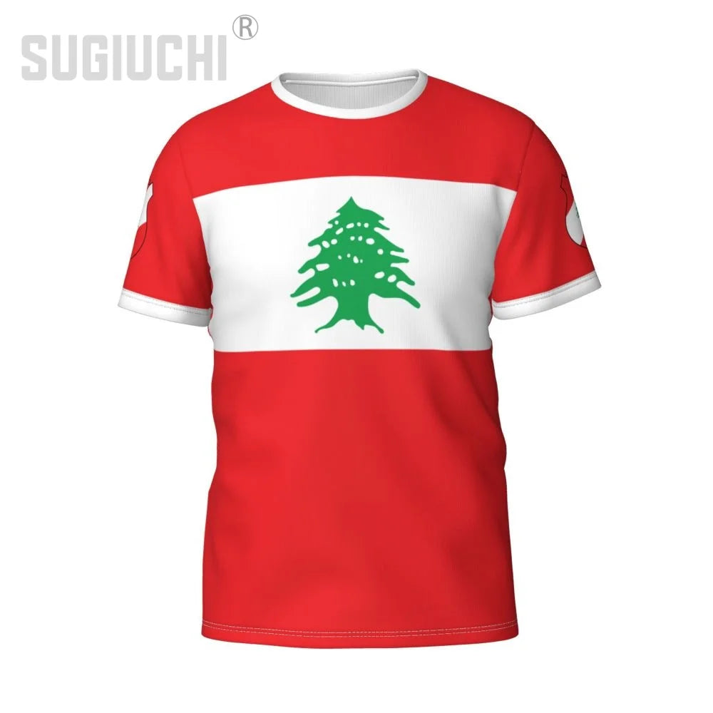Custom Name Number Lebanon Flag Emblem 3D T-shirts