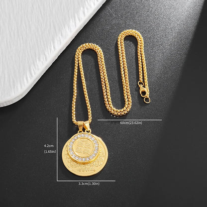 Zircon Islamic Quran Medal Pendant Necklace