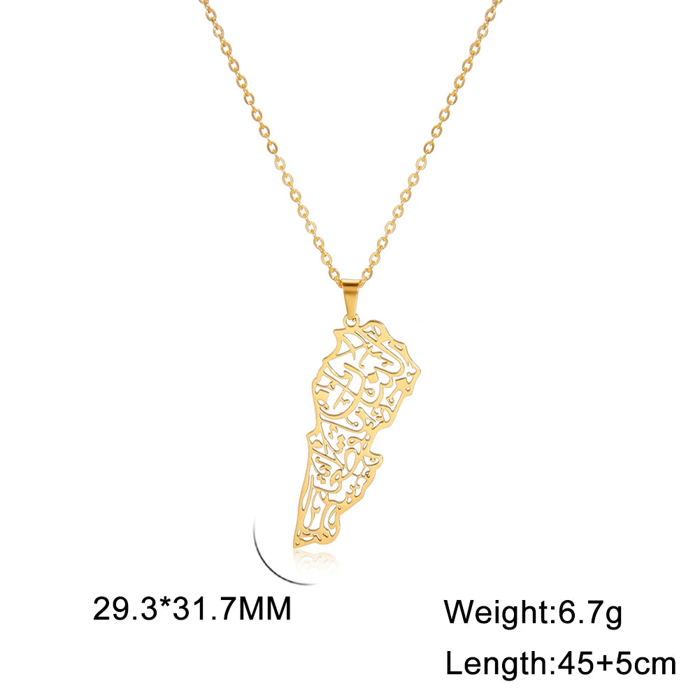 Lebanon Map Pendant Necklace