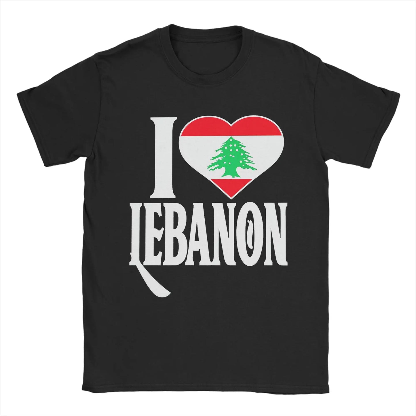 Lebanon Heart Flag Arabic Text T Shirts