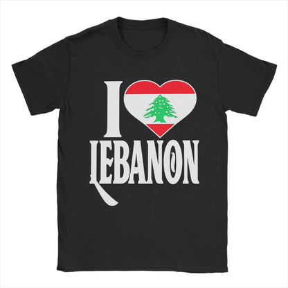 Lebanon Heart Flag Arabic Text T Shirts