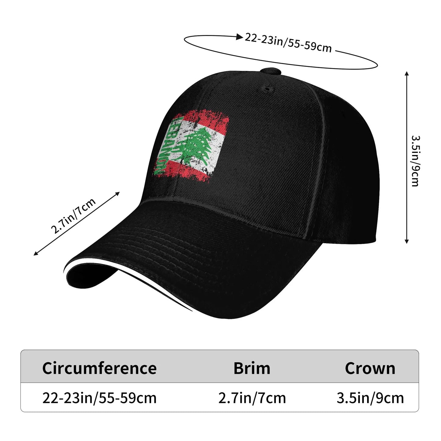 LEBANON Flag Vintage Distressed Baseball Cap