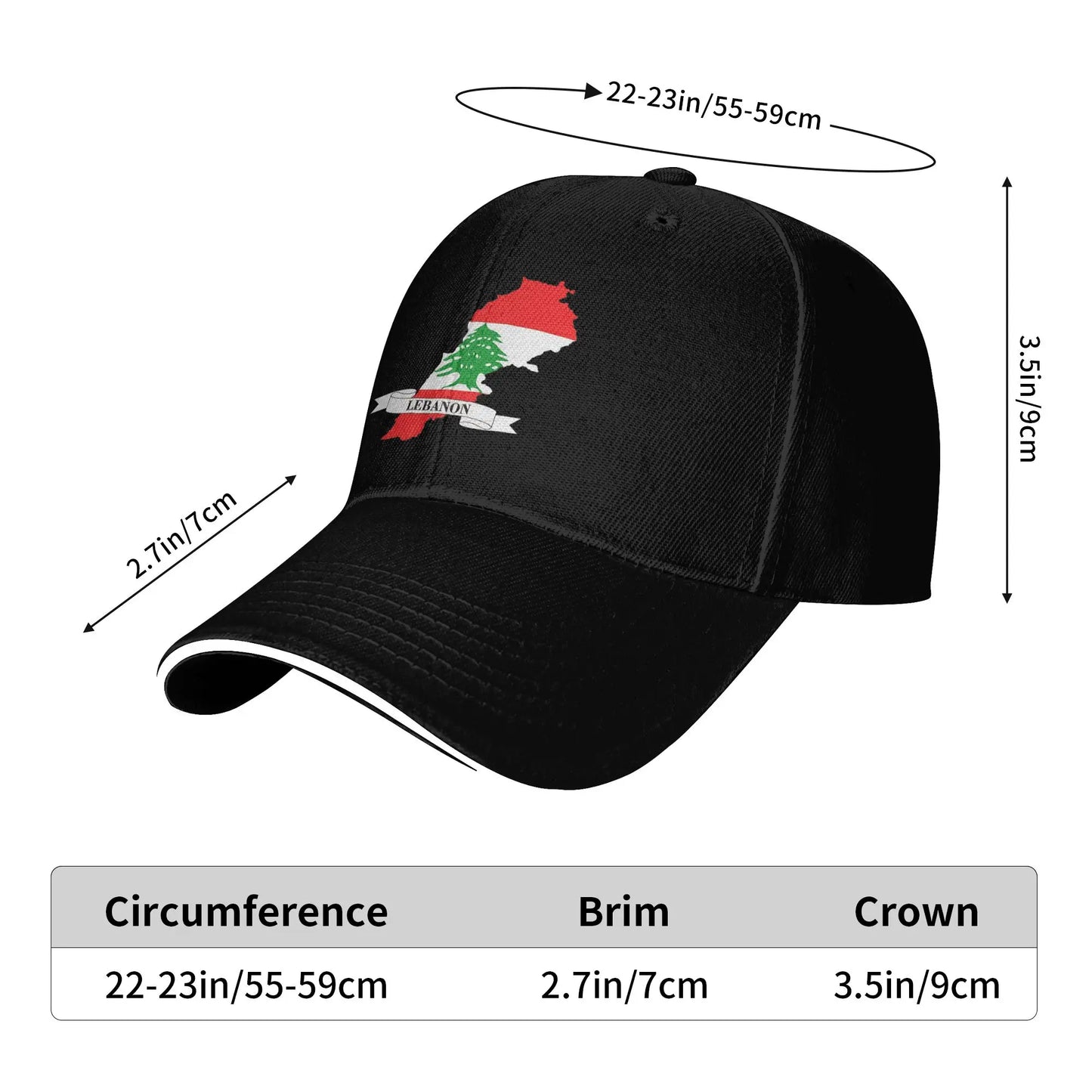 Baseball Cap Lebanon Flag Map