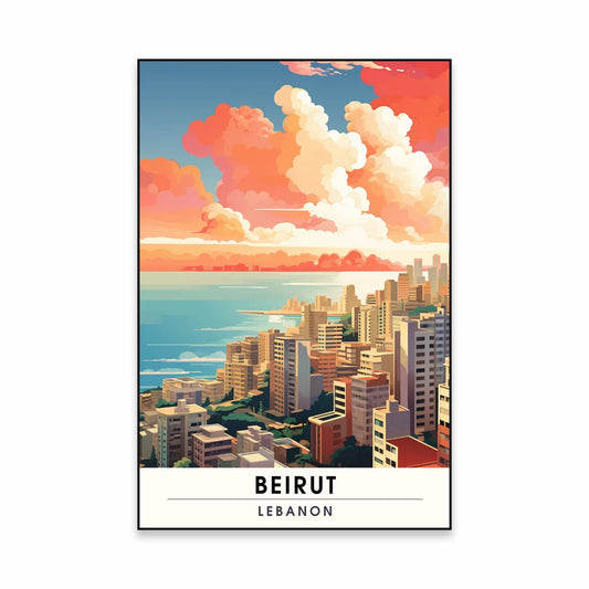 Beirut Coastal Skyline Bright Cloud Landscape Print