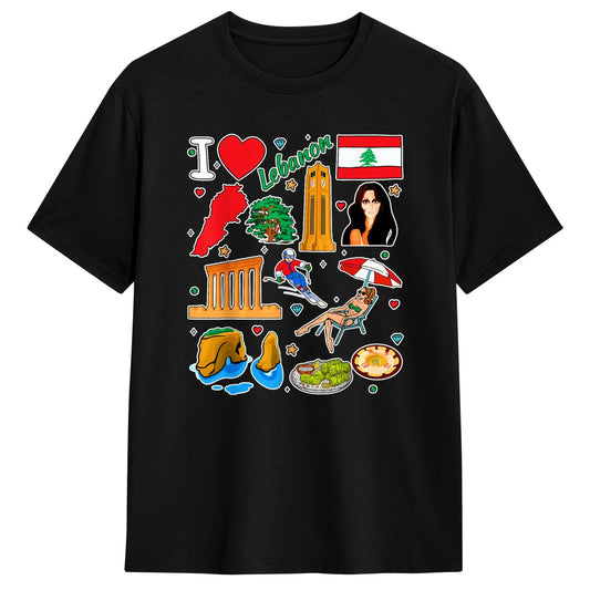 Lebanese Heritage Icons Graphic T-Shirt