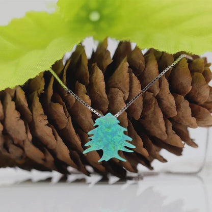Lebanon Map Cedar Tree Opal Tree Pendant Necklace Men Women Ethnic Jewelry